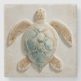 Aqua Sea Turtle Coastal Artwork Steinuntersetzer
