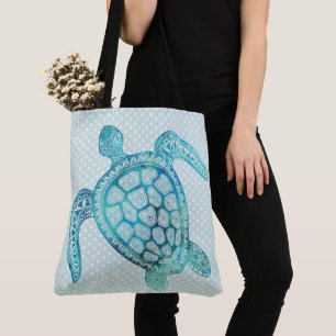 Aqua Sea Turtle on Polka Dots