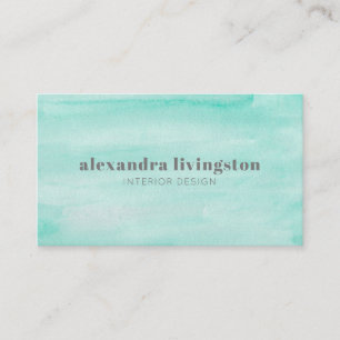 Aqua Seafoam Abstrakte Wasserfarbe Visitenkarte