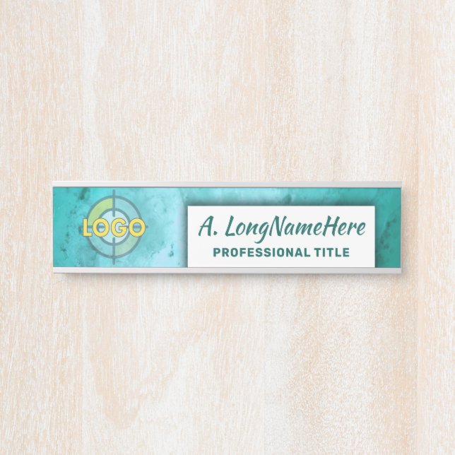 Aqua Seafoam Clinical Workspace Namplate Office Türschild (Vorderseite )