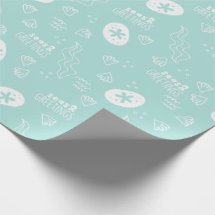 Aqua Seas and Greetings Wrapping Paper Geschenkpapier