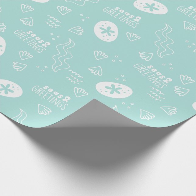 Aqua Seas and Greetings Wrapping Paper Geschenkpapier (Ecke)