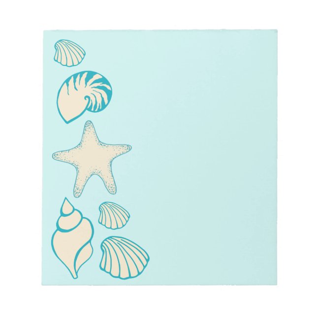 Aqua Seashell Notepad Notizblock (Vorderseite)