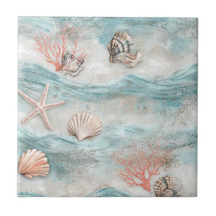 Aqua-Seaside-Korallenstrand-Muster Fliese
