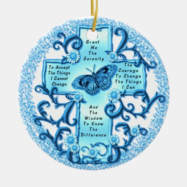 Aqua Serenity Kreuz Keramik Rundschmuck Ornament (Vorne)