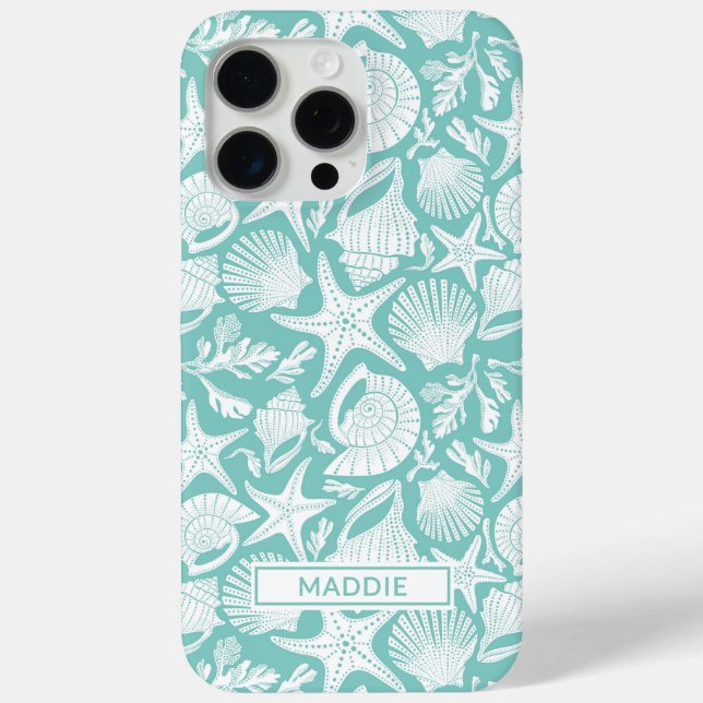 Aqua Shells Personalized Case-Mate iPhone Case (Rückseite)