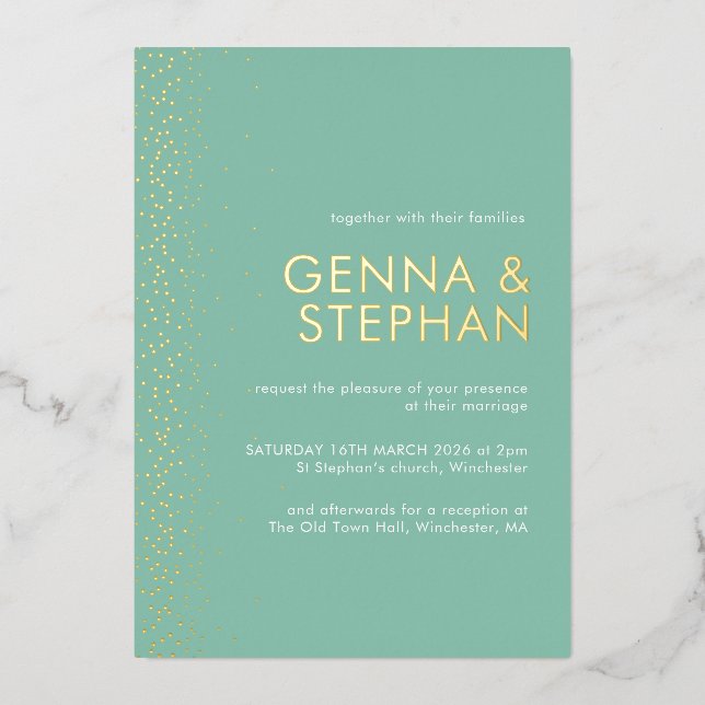 Aqua Shimmer Folie Einladungskarte Folieneinladung (Vorderseite)
