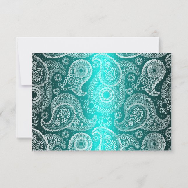 Aqua Shimmer Lace India Wedding Einladung UAWG (Vorderseite)