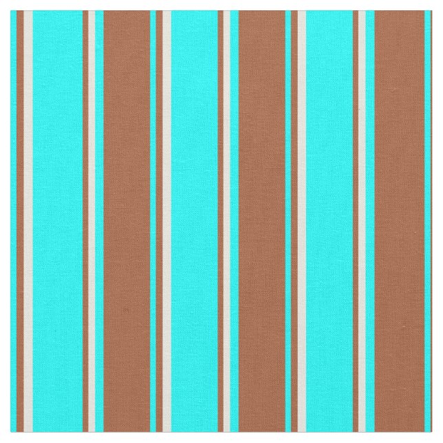 Aqua, Siena und Beige-Linde-Muster Stoff (Nahaufnahme)