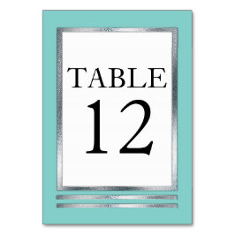 Aqua | Silber | Weiß, modern, einfach und elegant Tischnummer