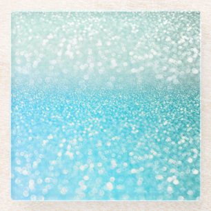 Aqua Silver Beach Blue Summer Glitzer Gradient Glasuntersetzer