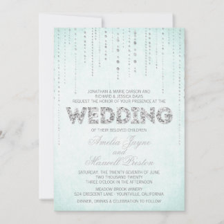 Aqua & Silver Glitzer Einladung Hochzeit aussehen