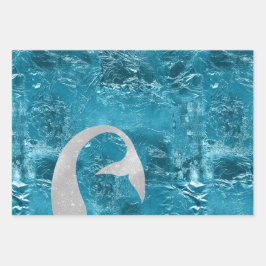 Aqua Silver Mermaid Geschenkpapier Set