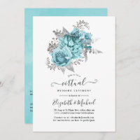 Aqua & Silver Vintage Shabby-Rose Virtual Wedding