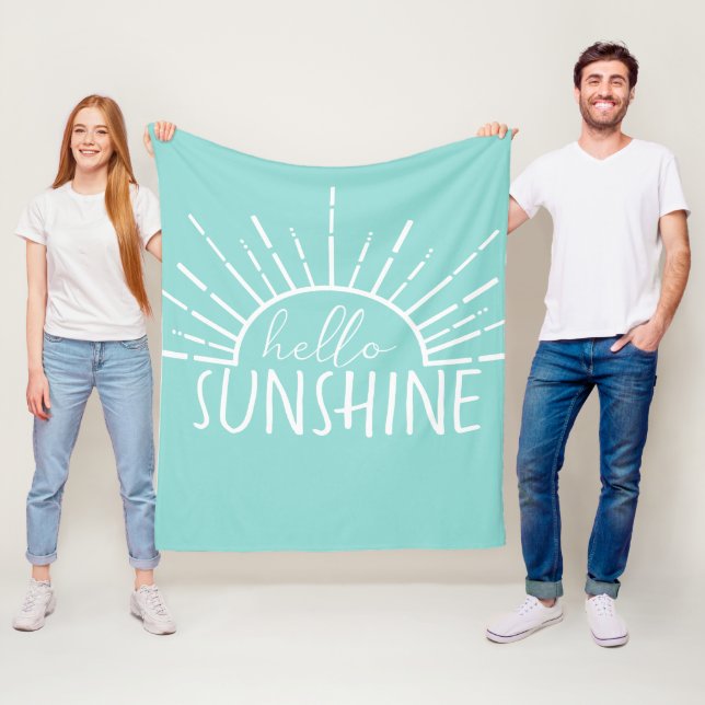 Aqua Simple Modern Hello Sunshine Fleecedecke (Beispiel)
