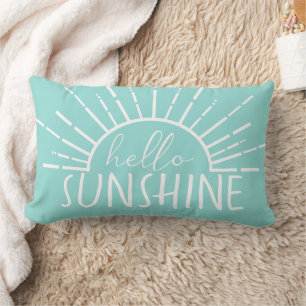 Aqua Simple Modern Hello Sunshine Lendenkissen