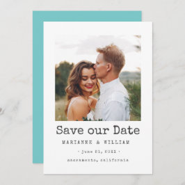 Aqua Simple SQUARE Foto Hochzeit speichern Sie das Save The Date