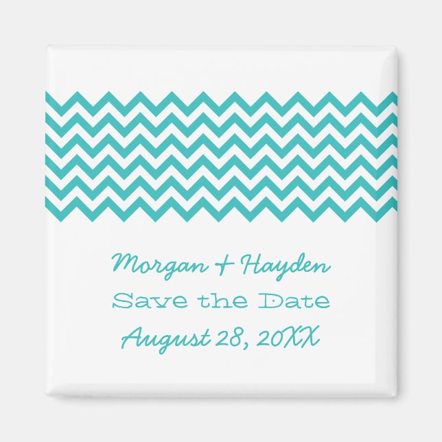 Aqua Simple Zickzack Save the Date Magnet (Vorne)