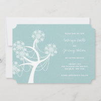 Aqua Snow Blume Tree Winter Wedding Save the Date