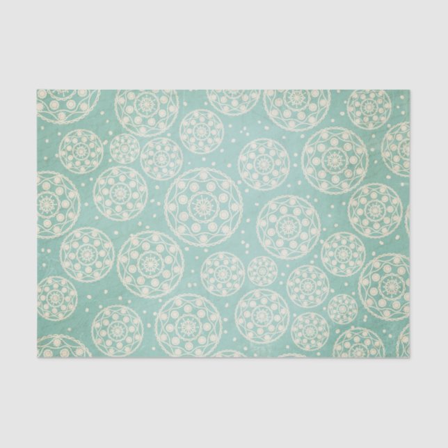 Aqua Snowflake Circles Tissue Seidenpapier (Vorderseite)