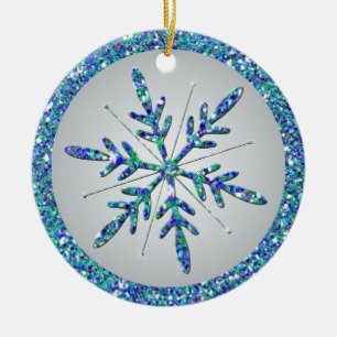 Aqua Snowflake Foto Quinceañera Keepake Ornament