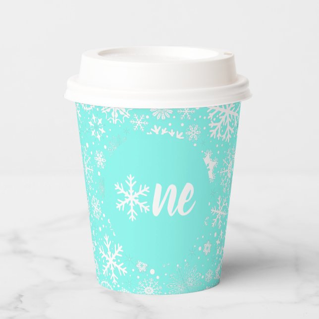 Aqua Snowflake ONE Paper Cup Pappbecher (Vorderseite)