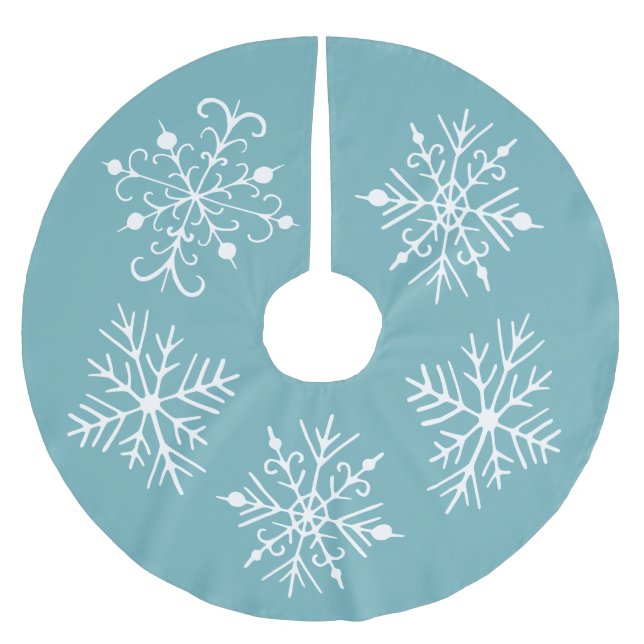 Aqua Snowflake Weihnachtsbaumrock Polyester Weihnachtsbaumdecke (Vorderseite)