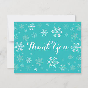Aqua Snowflakes Winter Danke Karte