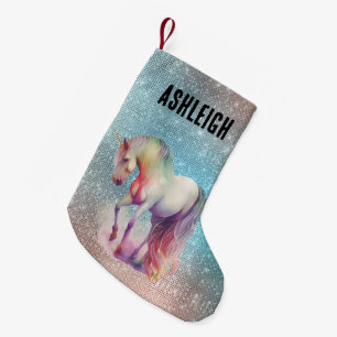 Aqua Sparkle Unicorn Name Kleiner Weihnachtsstrumpf