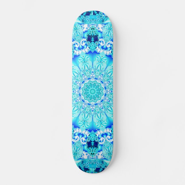 Aqua-Spitze, empfindlicher, abstrakter Mandala Skateboard (Vorderseite)