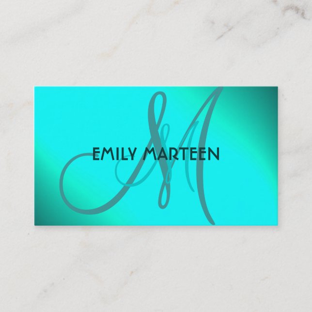 Aqua Splash farbige Monogramm benutzerdefinierte K Visitenkarte (Vorderseite)