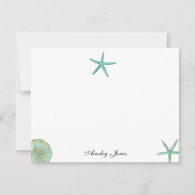 Aqua Starfish Aquarelltöne Dankeskarte (Vorderseite)