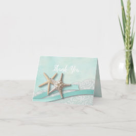 Aqua Starfish und Ribbon Vielen Dank Dankeskarte