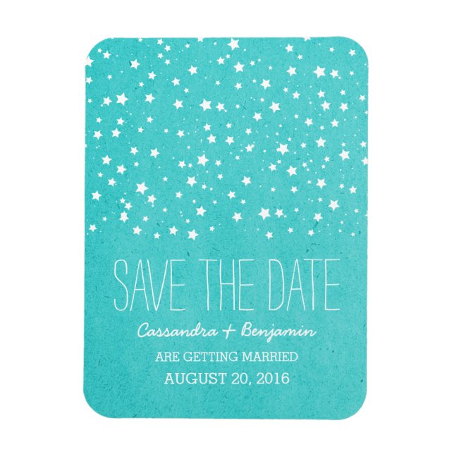 Aqua Starry Night Save the Date Premium Magnet (Vertikal)