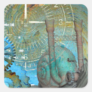 Aqua Steam Snail Traveller Quadratischer Aufkleber