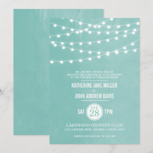 Aqua String Lights Hochzeitseinladung Einladung