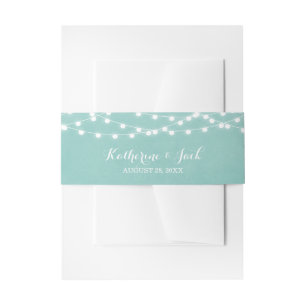 Aqua String Lights Wedding Invitation Bly Band