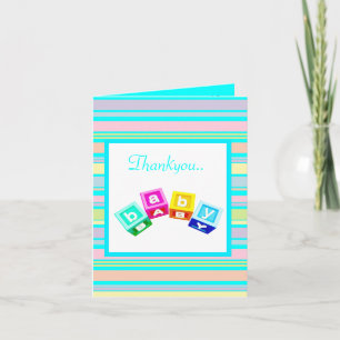 AQUA STRIPE BABY BLOCKS DANK KARTE