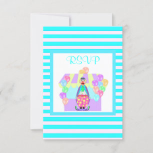 Aqua Stripe Clown uAwg RSVP Karte
