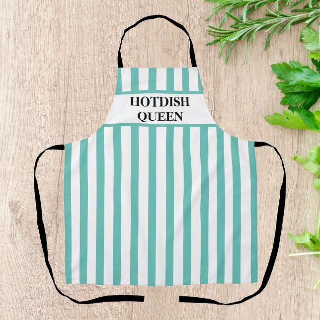 Aqua Stripe Hotdish Queen All-over Print Schürze (Von Creator hochgeladen)