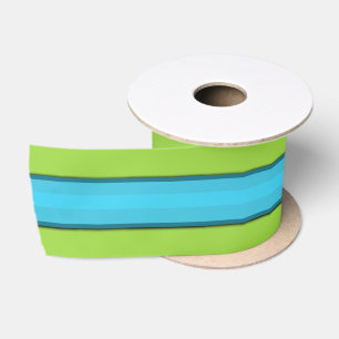 Aqua Stripe Lime Green Satinband