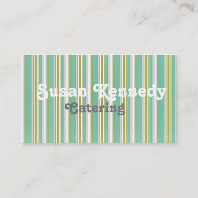 Aqua Stripes Business Card Visitenkarte (Vorderseite)