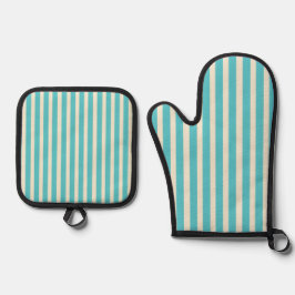 Aqua Stripes Ofenhandschuh & Topflappen-Set