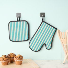 Aqua Stripes Ofenhandschuh & Topflappen-Set