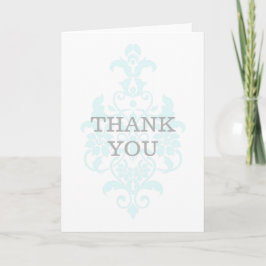 Aqua Subtle Damask Danke Karte