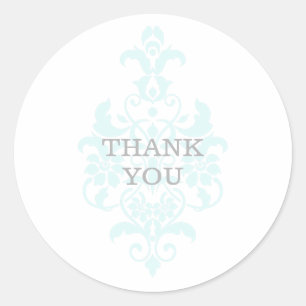 Aqua Subtle Damask Danke Stickers