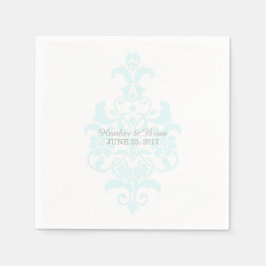 Aqua Subtle Damask Paper Napkins Serviette