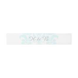 Aqua Subtle Damask Wedding Bands Einladungsbanderole