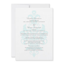 Aqua Subtle Damask Wedding Invite