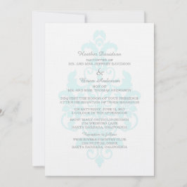 Aqua Subtle Damask Wedding Invite Einladung